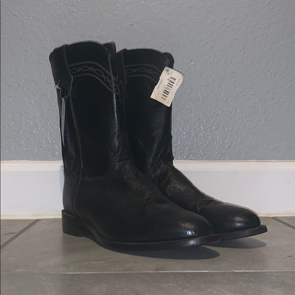 Justin’s black smooth ostrich boots